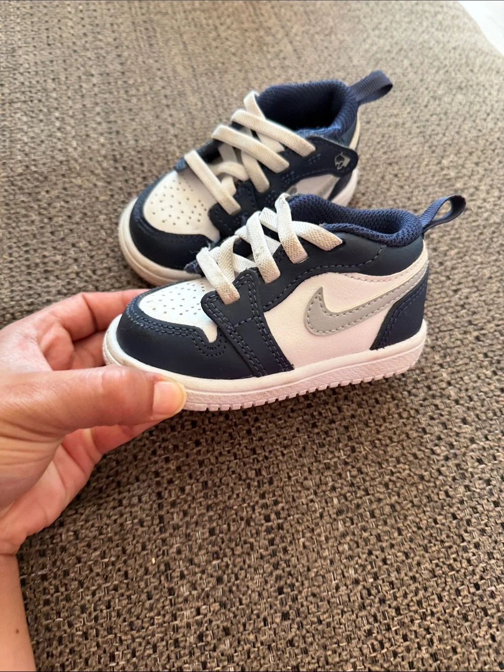 Nike Navy and White Kids Lace-Up Sneakers